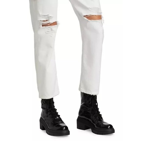 AGOLDE Riley High-Rise Distressed Tapered Jeans in Slant / White - NWT - Size 28 - Picture 4 of 7